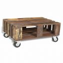 Table basse avec 4 roulettes Gary Bois recycle