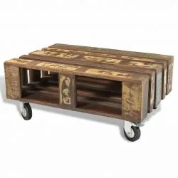 Table basse avec 4 roulettes Gary Bois recycle