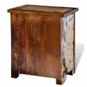 Table de chevet bois recycle 2 tiroirs dos