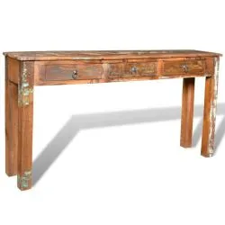 Table console 3 tiroirs bois massif recyclé