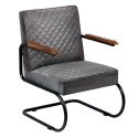 Fauteuil style industriel Opsys cuir Gris