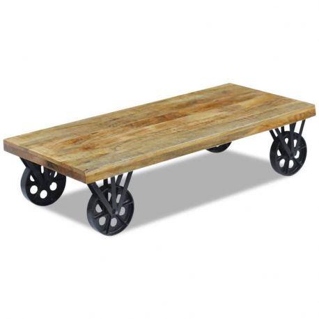 Table basse style industriel 120 en bois de manguier
