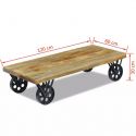 Dimensions de la table basse style industriel 120 en bois de manguier