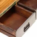 Table basse style Industriel métal et bois tiroir ouvert