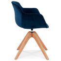 Chaise design bois CHARLES Velours Bleu profil