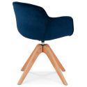 Chaise design bois CHARLES Velours Bleu biais
