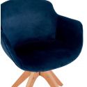 Chaise design bois CHARLES Velours Bleu
