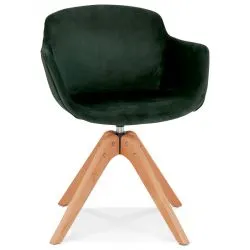Chaise design bois CHARLES Velours Vert