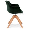 Chaise design bois CHARLES Velours Vert profil