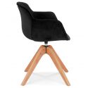 Chaise design bois CHARLES Velours Noir profil