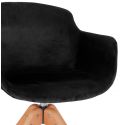 Chaise design bois CHARLES Velours Noir assise