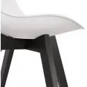 Chaise scandinave bois Noir BLANE simili cuir Blanc