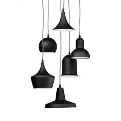 Lampe suspendue 6 sources PENGAN métal peint noir