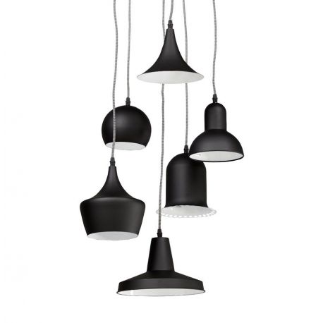 Lampe suspendue 6 sources PENGAN métal peint noir
