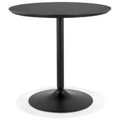 Table ronde design metal FLORE bois plaqué Frêne Noir