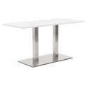 Table design Acier Brossé RECTA 150 finition Blanc