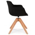 Chaise design bois TIGRU Tissu Noir profil