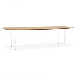 Table extensible métal blanc SIZADIS Chêne Naturel