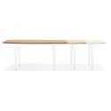 Table extensible métal blanc SIZADIS Chêne Naturel