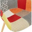 Fauteuil pieds bois LOKO tissu Patchwork assise