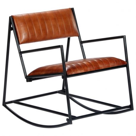 Rocking Chair Style industriel MODAR Cuir Marron