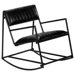 Rocking Chair Style industriel MODAR Cuir Noir