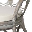 Fauteuil de table en rotin gris KOTAO avec coussin blanc cassé
