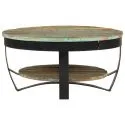Table basse ronde Tolosa metal et bois recycle