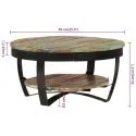 Table basse ronde Tolosa metal et bois recycle