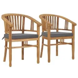 Lot de 2 fauteuils de jardin avec coussins Circlos Teck massif