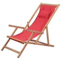 Chaise longue pliable Dauvil Tissu Rouge
