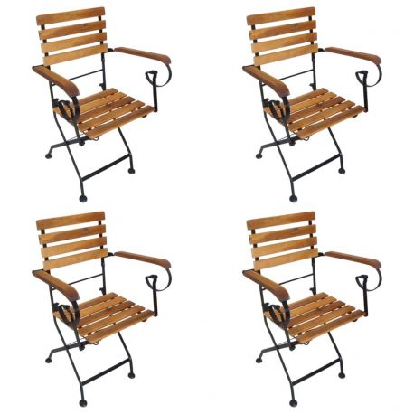 Lot de 4 fauteuils pliables de jardin Boba bois Acacia massif