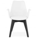 Chaise design Alcapone blanc pieds bois noir