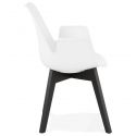 Chaise design Alcapone blanc pieds bois noir