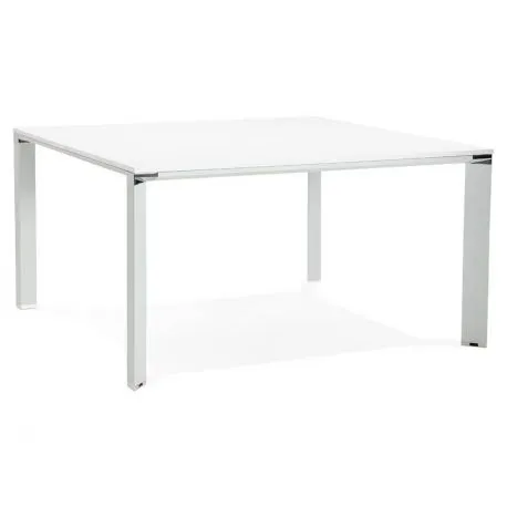 Table bureau 140 cm EFYRA bois et metal blanc