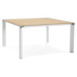 Table bureau metal blanc 140 cm EFYRA bois naturel