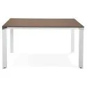 Table bureau 140 cm metal blanc EFYRA bois finition Noyer