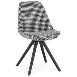 Chaise design scandinave Jones bois noir et tissu pied de poule