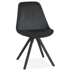 Chaise design scandinave Jones bois noir et velours noir