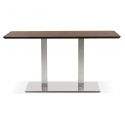 Table design Acier Brossé RECTA 150 finition Noyer