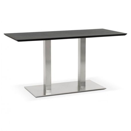 Table design Acier Brossé RECTA 180 finition Frene Noir