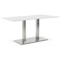 Table design Acier Brossé 'PROSUT 160' finition blanche
