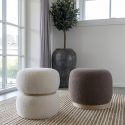 Pouf Belfort tissu bouclette Marron et socle bois de pin