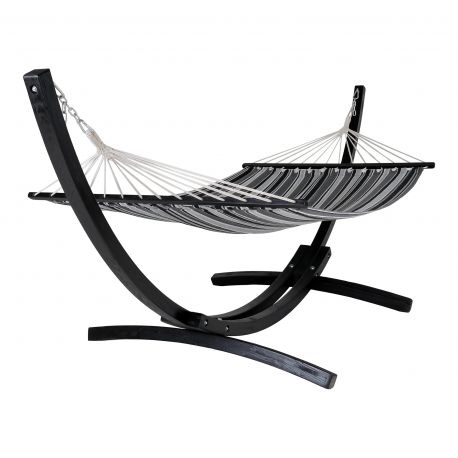 Hamac noir et gris 'Hammock' avec sa structure en bois noir