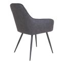 Chaise Fauteuil métal noir 'Harbo' simili cuir gris foncé