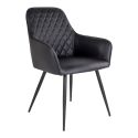 Chaise Fauteuil métal noir 'Harbo' simili cuir Noir