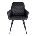 Chaise Fauteuil métal noir 'Harbo' simili cuir Noir