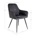 Chaise Fauteuil métal noir 'Harbo' simili cuir Noir