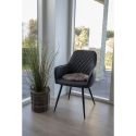 Chaise Fauteuil métal noir 'Harbo' simili cuir Noir