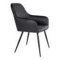 Chaise Fauteuil métal noir 'Harbo' simili cuir Noir